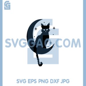 Celestial Lunar Cat Svg, Moon Phase Mystical Celestial Gothic Svg