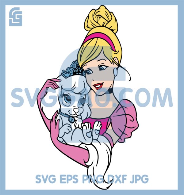 Cindrella Hugs Dog Cute Svg, Cindrella With Dog Svg, Cindrella Svg