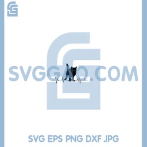 Cool Black Cat Heartbeat Svg, Cat Heartbeat Svg, Cat Clipart Heartbeat Svg