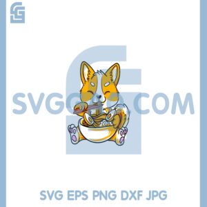 Corgi Eating Noodles Svg, Dog Corgi Eating Noodles Svg