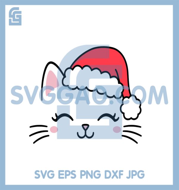 Christmas Cat Face Svg, Kitten whiskers Svg, Kitty Eyelashes Baby Svg