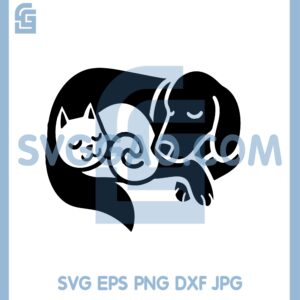 Dog And Cat Sleeping Svg, Dog Best Friend Cat Svg