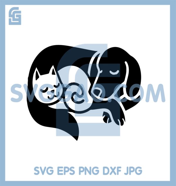 Dog And Cat Sleeping Svg, Dog Best Friend Cat Svg