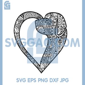 Dog Heart Mandala SVG, Dog Heart Flowers SVG
