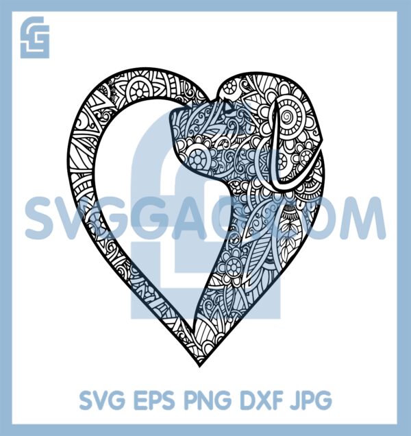Dog Heart Mandala SVG, Dog Heart Flowers SVG