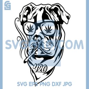 Dog With A Cigarette Svg, Rasta Bulldog Smoking Svg, Dog Smoking Weed Svg