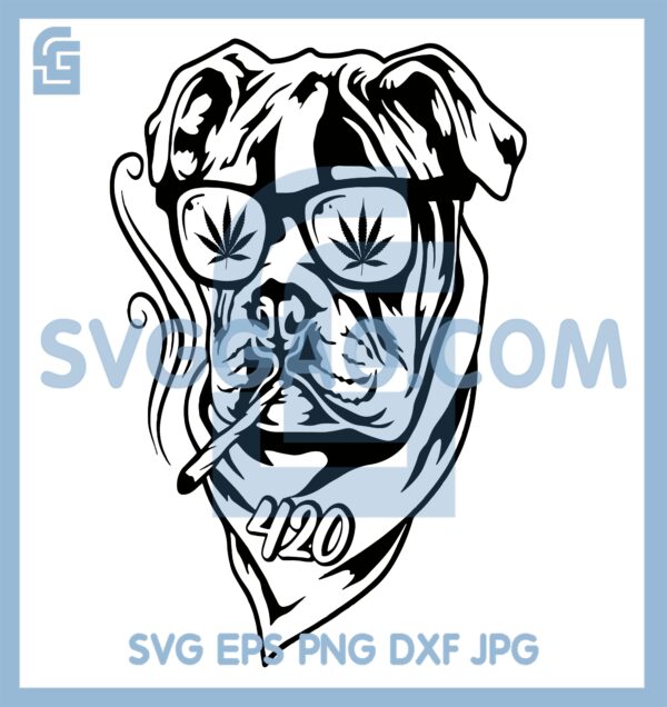 Dog With A Cigarette Svg, Rasta Bulldog Smoking Svg, Dog Smoking Weed Svg