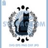 Floral Black Cat SVG, Witch Cat Moon Phase SVG, Mystical Flowers Cat SVG
