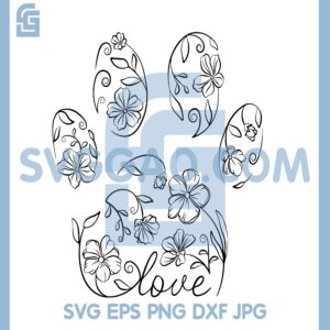 Floral Dog Paw Svg, Flower Dog Paw Svg, Dog Lover Svg