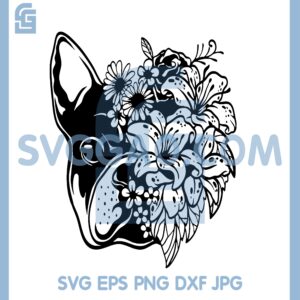 Floral French Bulldog Svg File, Dog Lover Svg, Flowers Dog Svg