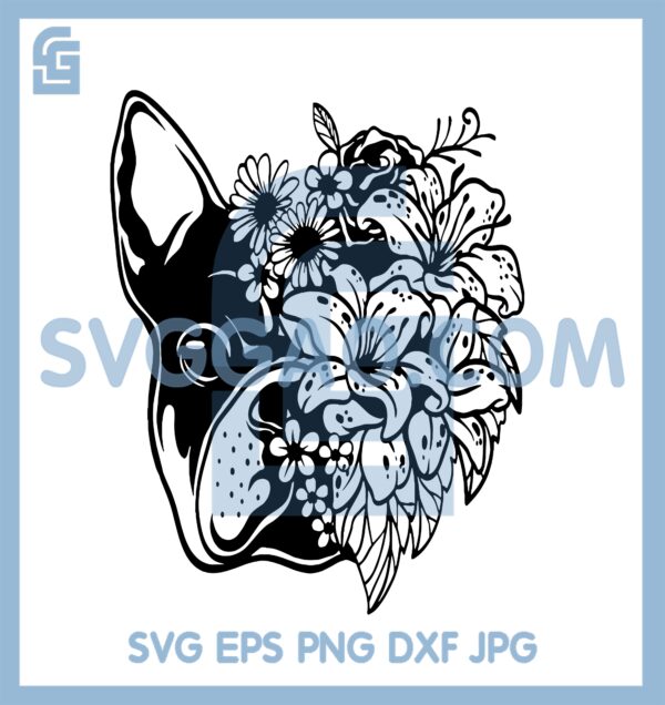 Floral French Bulldog Svg File, Dog Lover Svg, Flowers Dog Svg