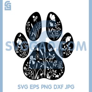 Floral Paw New Svg, Flower Paw Svg, Pet Lover Svg, Dog Feet Printed with Flowers Svg