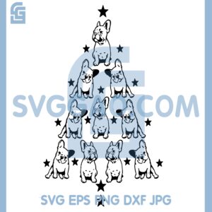 Frenchie Christmas Tree Svg, Christmas French Bulldog Svg, Dog Christmas Tree Svg