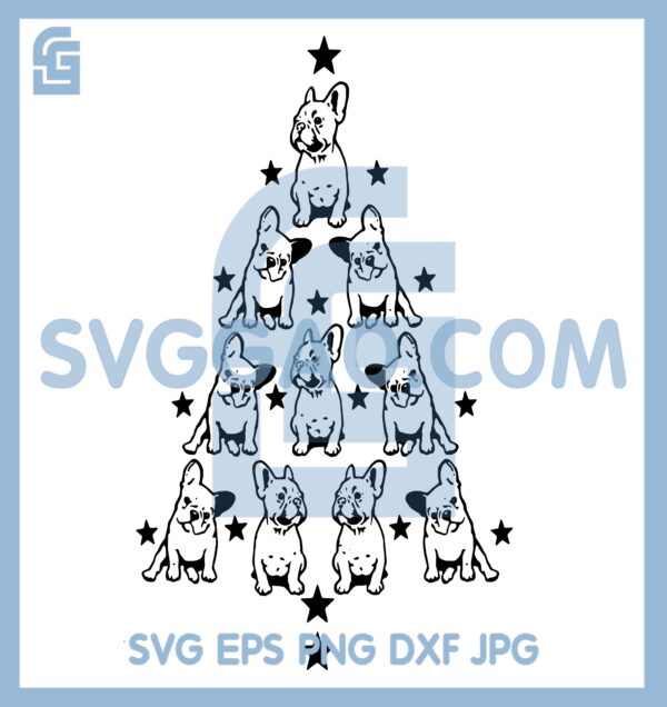 Frenchie Christmas Tree Svg, Christmas French Bulldog Svg, Dog Christmas Tree Svg