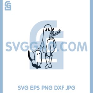 Ghost Cat And Ghost Girl Svg, Ghost Cute Ghost Svg, Spooky Season Svg