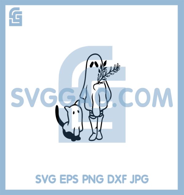 Ghost Cat And Ghost Girl Svg, Ghost Cute Ghost Svg, Spooky Season Svg