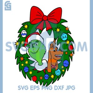 Grinch And Dog Christmas Wreath Svg, Grinch Christmas Thief Svg