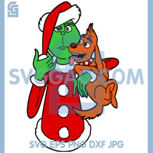Grinch Wearing a Santa Claus Suit Svg, Grinch And Dog Christmas Svg