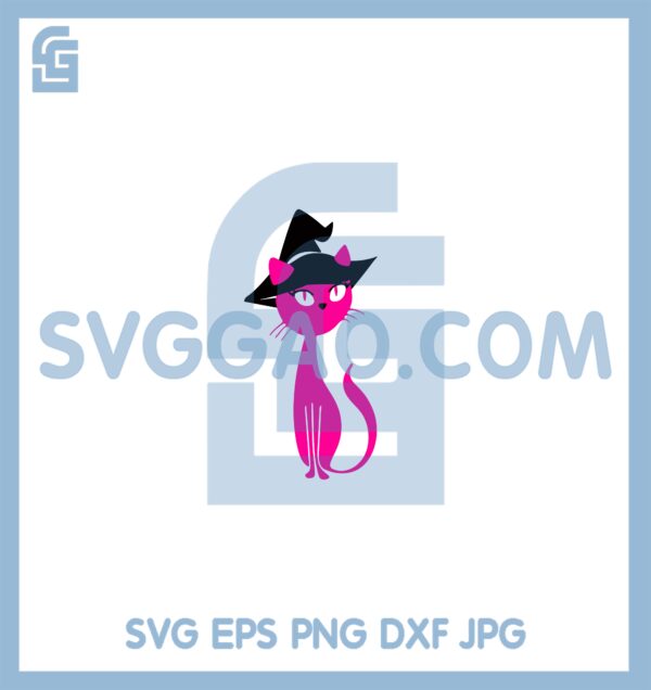 Halloween Pinkoween Cat Svg, Cat Pink Witch Svg, Cat Pink Svg