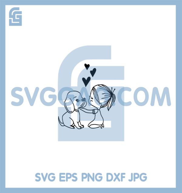 Baby Girl With A Puppy Svg, Cute Puppy Svg, Baby And Dog Puppy Svg