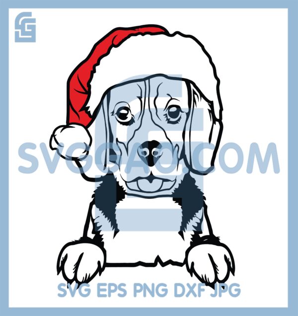 Beagle Puppy SVG, Cute Xmas Dog Face Head SVG