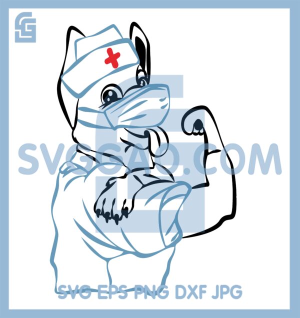 Doctor Dog Mask Svg, Welsh Corgi Nurse Svg, Corgi Svg, Nurse Face Mask Svg