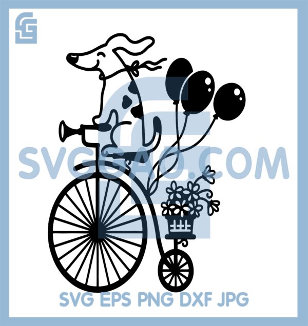 Dog Biker Balloon Svg, Bike Dog Svg, Dog Riding Bicycle Kids Svg