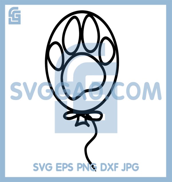 Dog Paw Balloon Svg, Paw Dog Kids Svg, Kids Balloon Svg