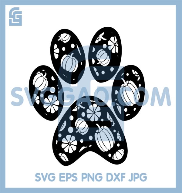 Dog Paws Pumpkin Svg, Dog Paws Halloween Svg, Dog Paws SVG