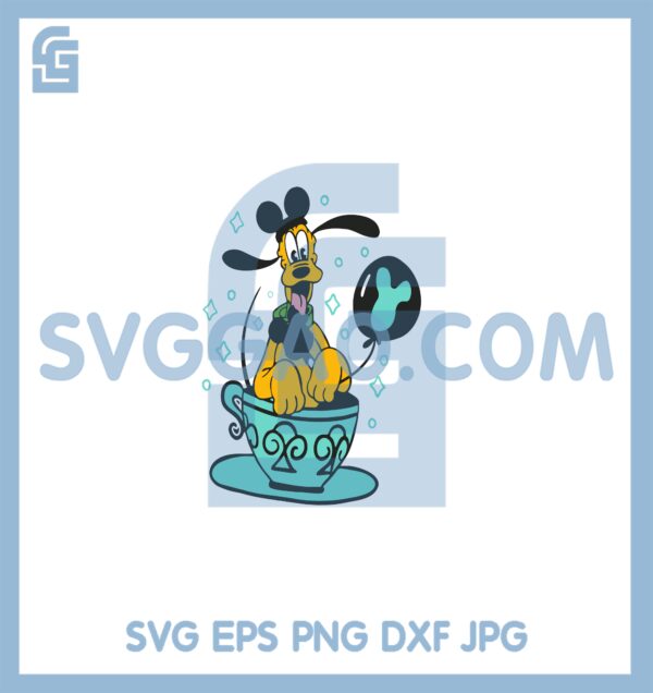 Dog Pluto Sitting In A Cup SVG