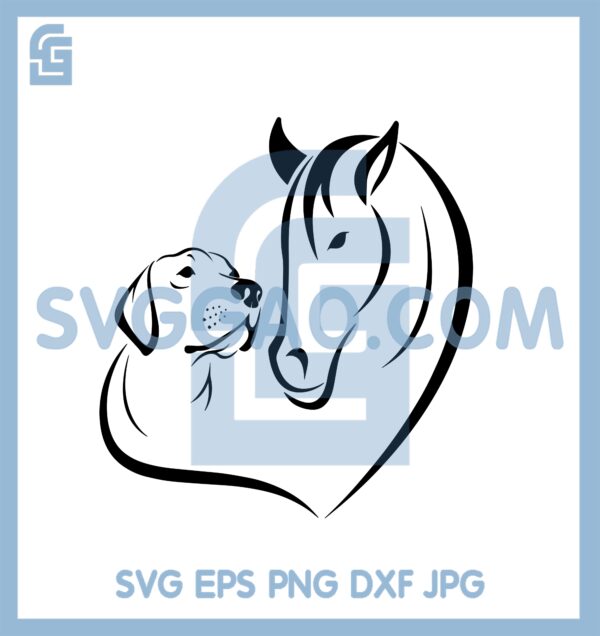 Horse Dog Lover New Svg, Dog Lover Svg, Horse Lover Svg, Heart Animals Svg