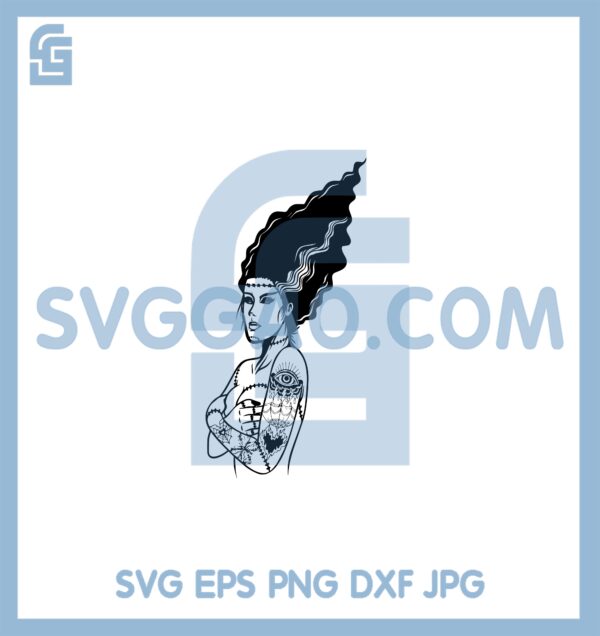 Bride Of Frankenstein Tattoo Halloween Svg, Frankenstein Bride Svg, Horror Movie Scary Halloween Svg