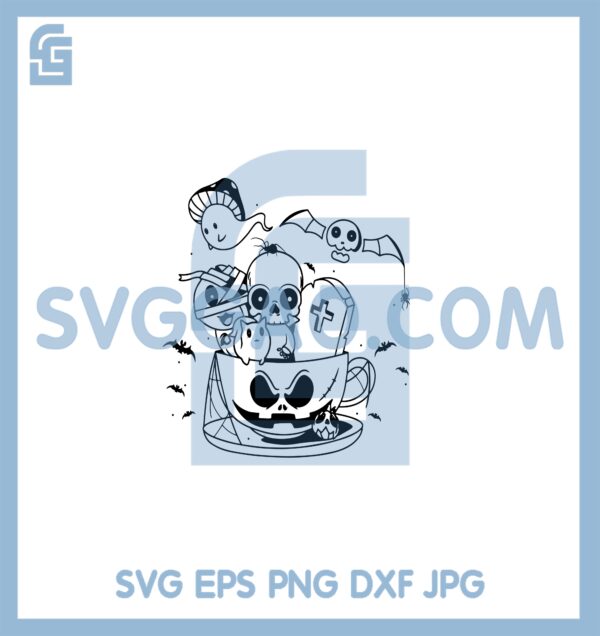 Cute Halloween Ghost in A Tea Cup Svg, Cute Halloween Svg, Halloween Tea Cup Svg