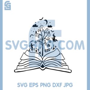 Halloween book Svg, Scary Book Svg, Book Lover Svg, Tree Pumpkin Halloween Svg