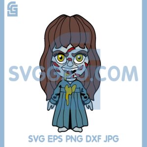 Chibi Girl Chost For Cricut, Horror Svg, The Exorcist Regan Chibi Enamel Pins Svg, The Exorcist Halloween Svg