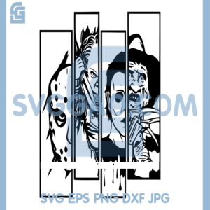 Four Bloodthirsty Characters Photo Frame Svg, Halloween Friends Svg, Horror Movie Killers Svg