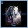 2 Horses Standing PNG, In A Meadow With Flowers PNG