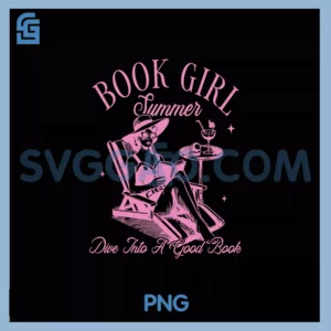Retro Book Girl Summer Beach PNG, Vacation For Book Lover PNG