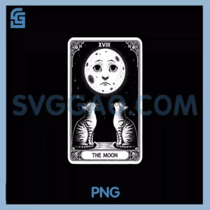The Moon Tarot Card XVIII Cat PNG, Meme Major Arcana PNG