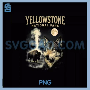 90s Yellowstone PNG, National Park Wolf And Bison Vintage PNG