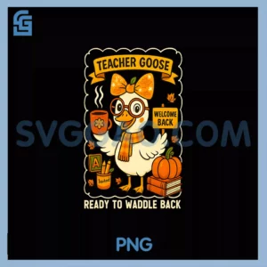 Back To School PNG, Goose Teacher Fall Coquette Pumpkin PNG