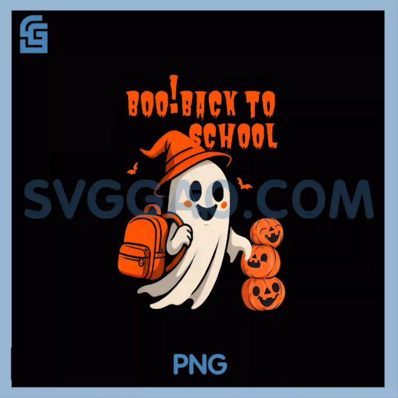 Boo Back To School PNG, Halloween Family Kids Party PNG