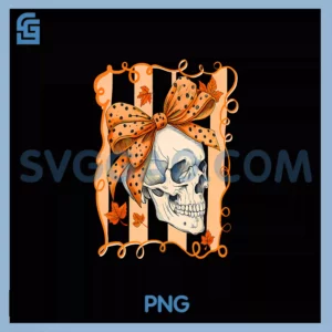 Halloween Skull Leopard Retro PNG, Halloween Fall Coquette Bow PNG (2)