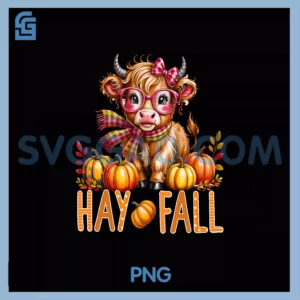 Hay Fall Cow PNG, Hello Fall Pumpkin Cow 2025 Halloween PNG