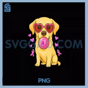 Labrador Retriever Dog PNG, Breast Cancer Blowing Pink Bubble Gum PNG