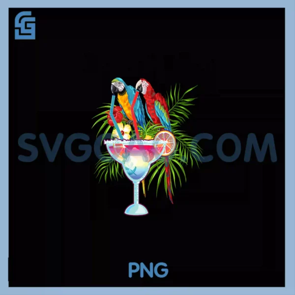 Parrots Drinking Margarita PNG, It's 5 O'clock Somewhere PNG