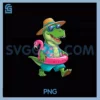 Pool Party Dinosaur Pink Flamingo Float PNG, T rex Summer PNG