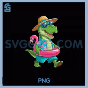 Pool Party Dinosaur Pink Flamingo Float PNG, T rex Summer PNG