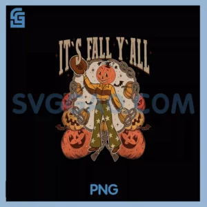 Retro It's Fall Y'all Pumpkins PNG, Rodeo Cowgirl Halloween PNG
