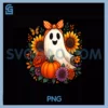 Retro Floral PNG, Boo Ghost Pumpkin Bow Halloween PNG